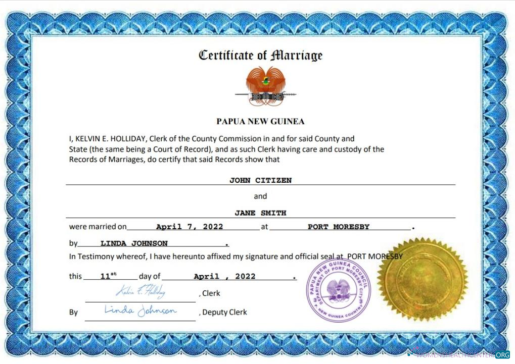 Download Papua New Guinea marriage certificate Word and PDF template Photoshop template